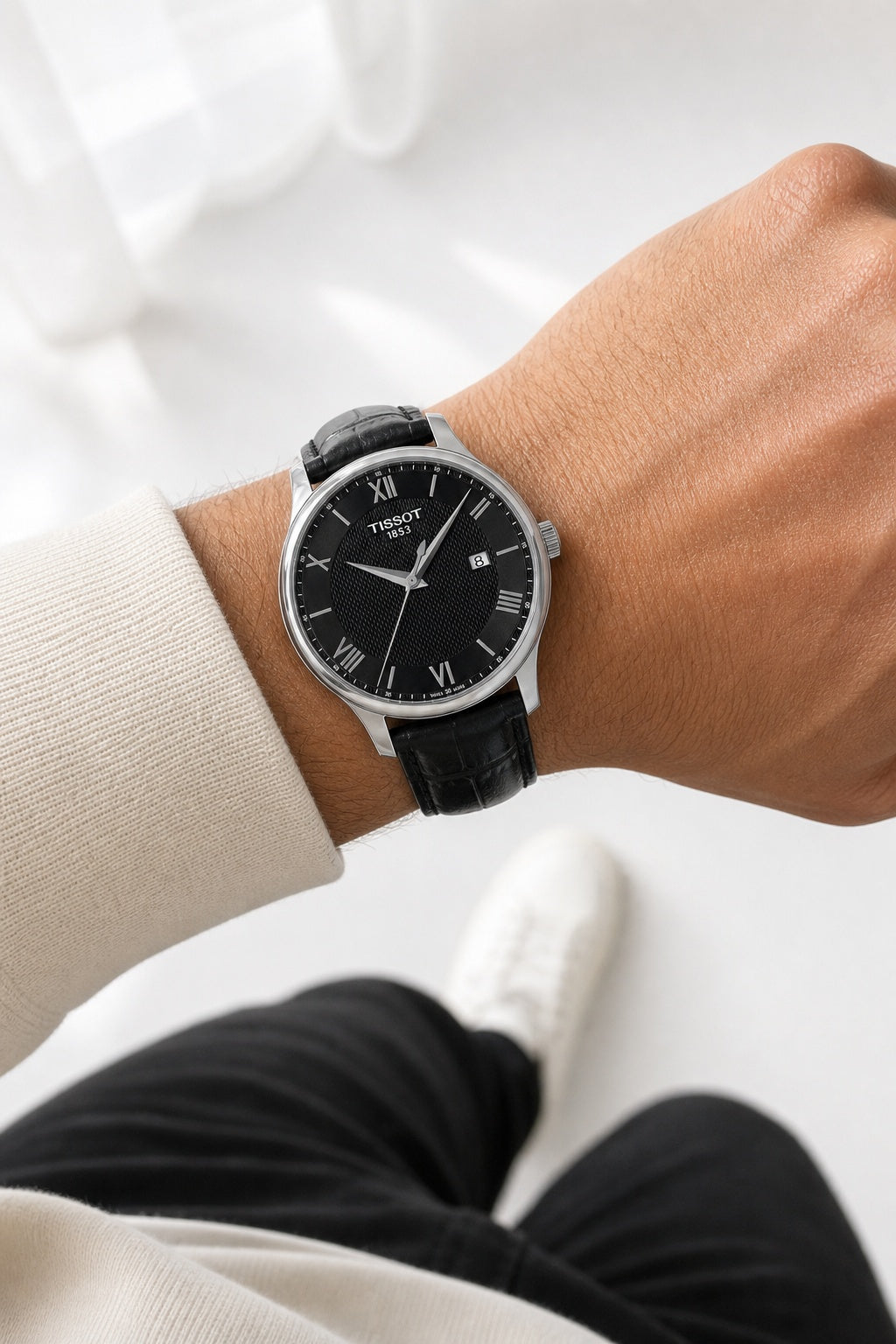 Tissot Tradition 42mm T063.610.16.058.00 wrist shot