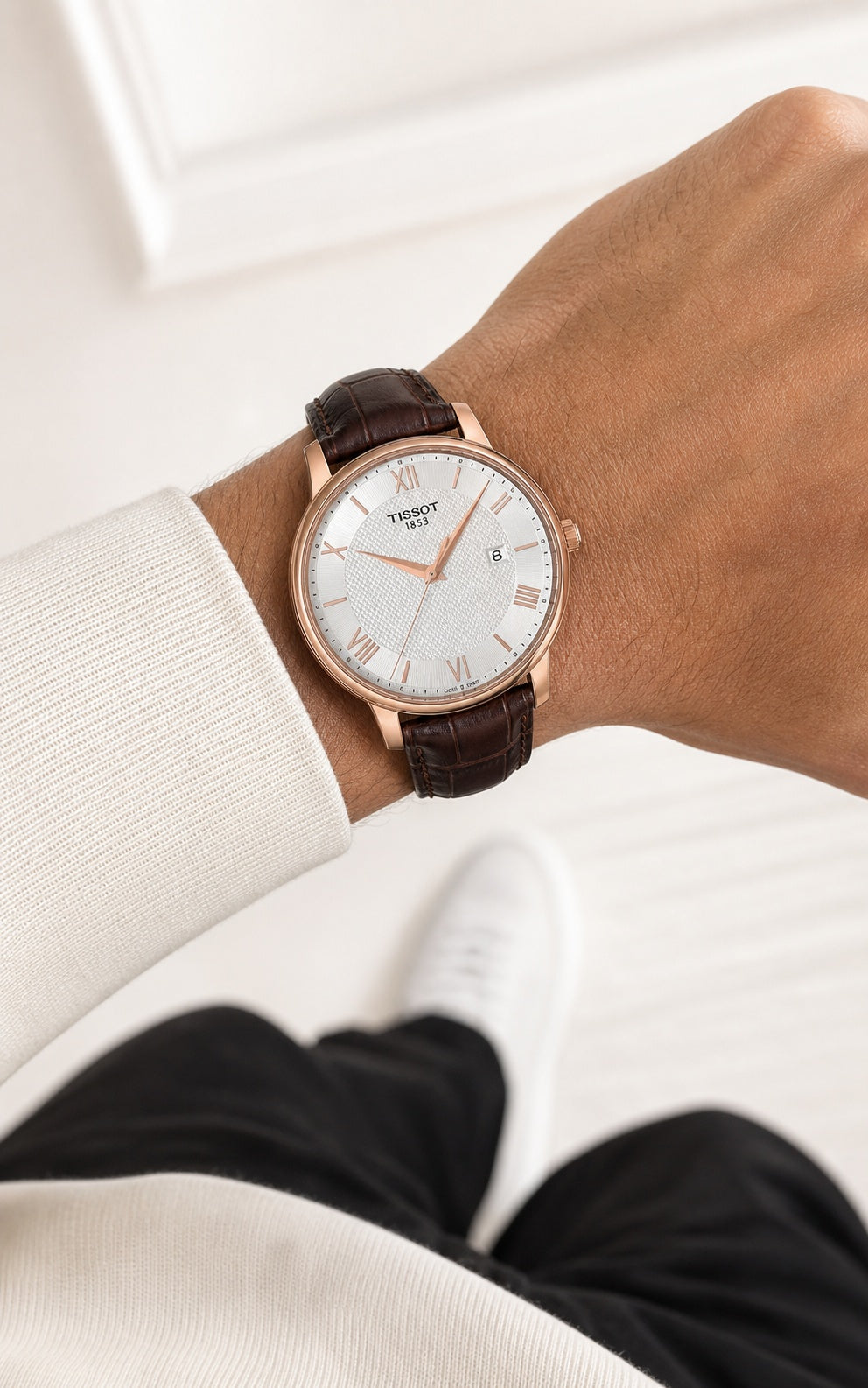 Tissot Tradition 42mm T063.610.36.038.00 wrist shot
