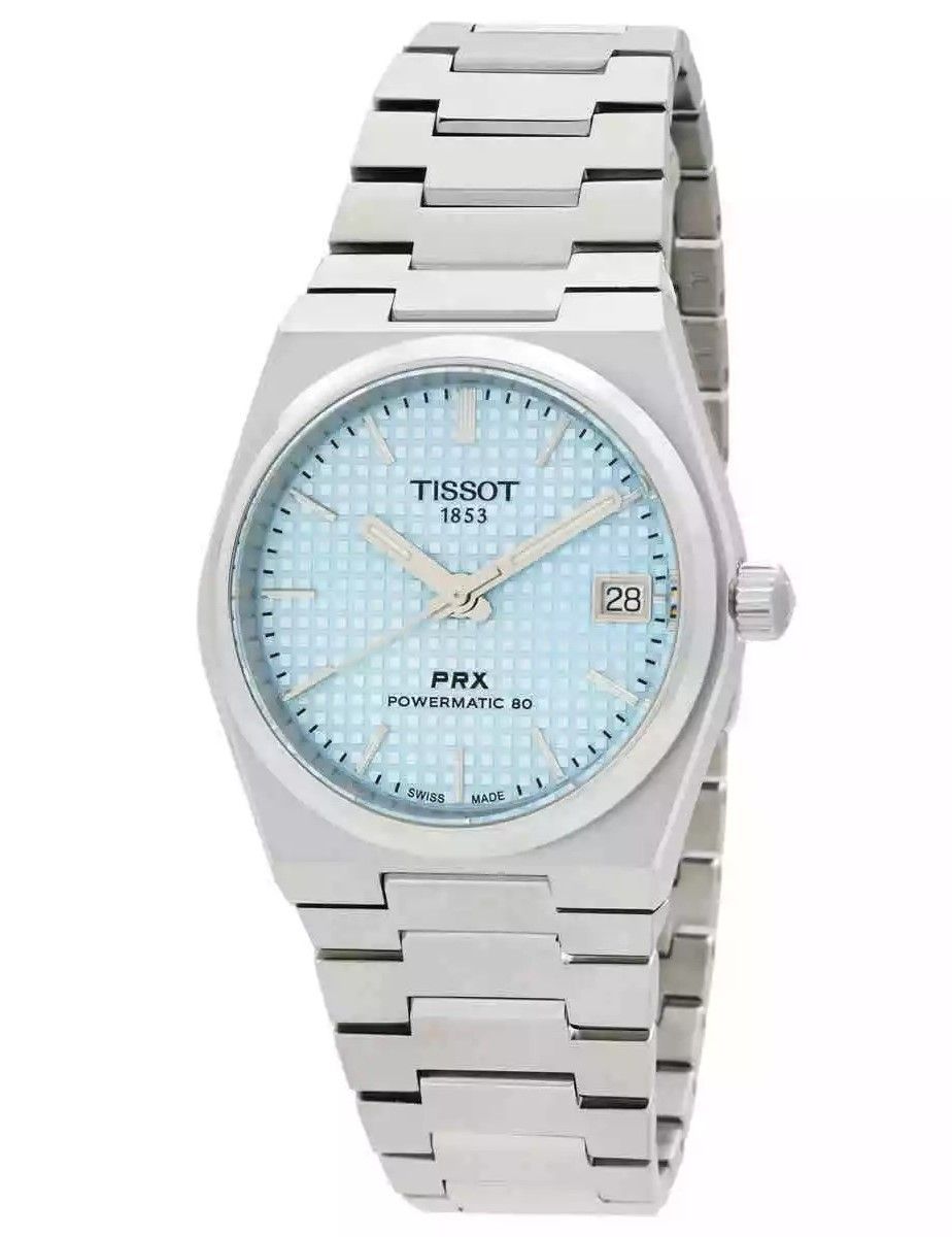 Tissot T-Classic PRX Powermatic 80 Stainless Steel Ice Blue Dial Automatic T137.207.11.351.00 100M Women's Watch