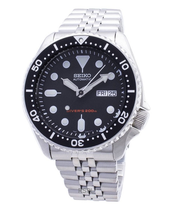 Überholte Seiko Herrenarmbanduhr SKX007K2 Automatic Divers mit schwarzem Zifferblatt
