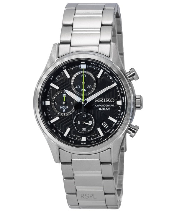 Überholte Seiko Conceptual Chronograph Quarzuhr mit schwarzem Zifferblatt SSB419P1 100M Herrenuhr