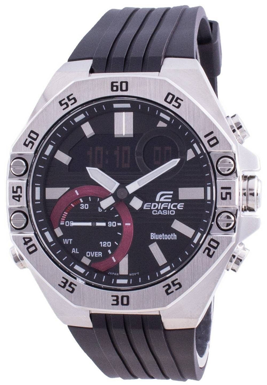 Aufgearbeitete Casio Edifice Analog Digital Schwarzes Zifferblatt Quarz ECB-10P-1A 100M Herrenuhr
