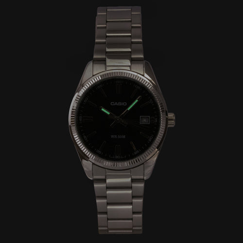 Casio Analog Stainless Steel Black Dial Quartz UTP-1302PD-1AV Unisex Watch