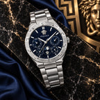Versace V-Galaxy Moonphase Men's Watch – Blue / Silver 43 mm – VE0K00125