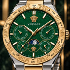 Versace V-Galaxy Moonphase Men's Watch – Green / Two-Tone 43 mm – VE0K00325