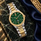 Versace V-Galaxy Moonphase Men's Watch – Green / Two-Tone 43 mm – VE0K00325