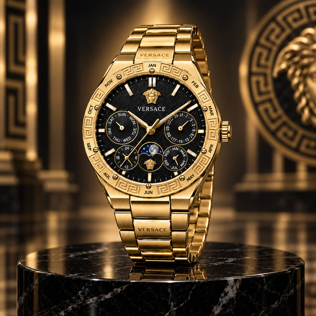 Versace V-Galaxy Moonphase Men's Watch – Black / Two-Tone 43 mm – VE0K00425