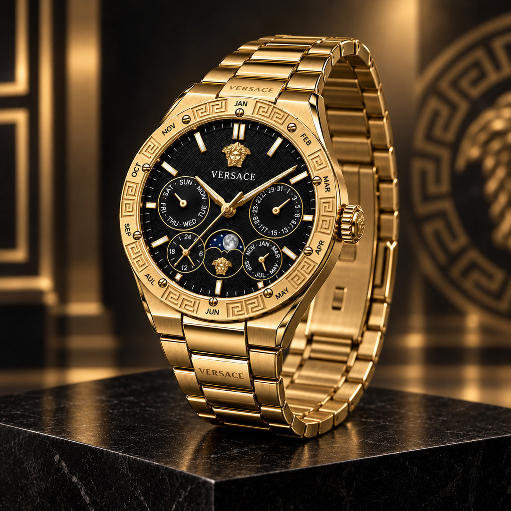Versace V-Galaxy Moonphase Men's Watch – Black / Two-Tone 43 mm – VE0K00425