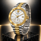 Versace Apodis GMT Men's Watch – Silver / Two-Tone 41 mm – VE0U00325