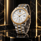 Versace Apodis GMT Men's Watch – Silver / Two-Tone 41 mm – VE0U00425