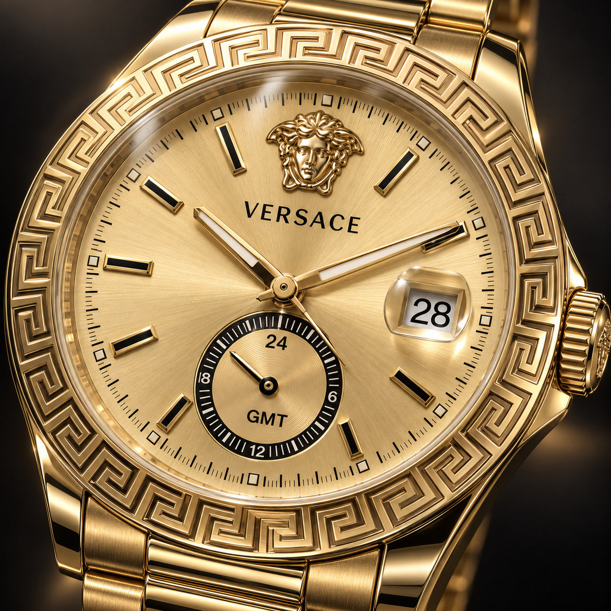 Versace Apodis GMT Men's Watch – Gold 41 mm – VE0U00525