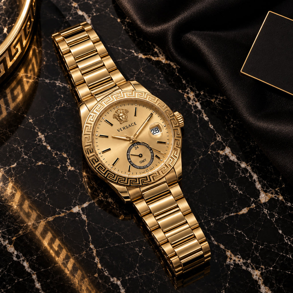 Versace Apodis GMT Men's Watch – Gold 41 mm – VE0U00525