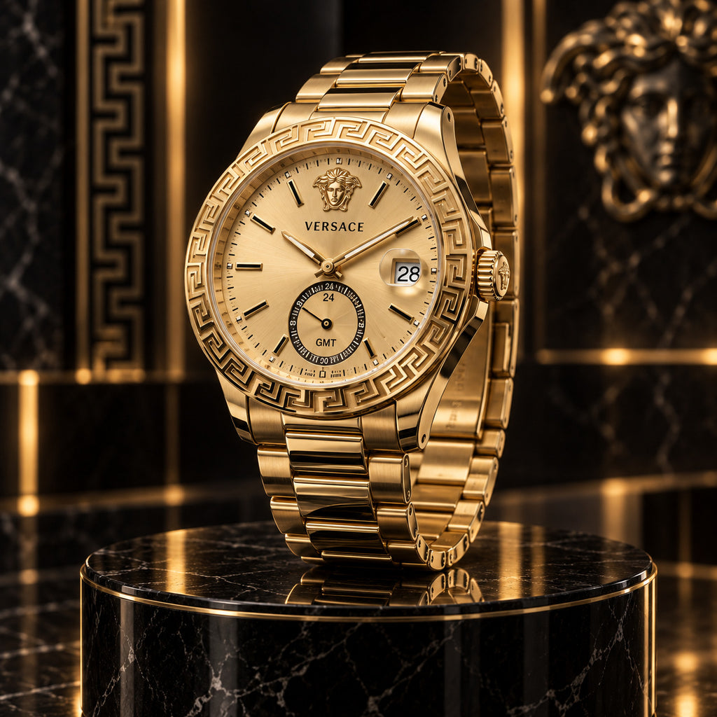 Versace Apodis GMT Men's Watch – Gold 41 mm – VE0U00525