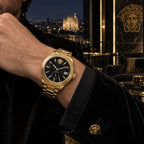 Versace Apodis GMT Men's Watch – Black / Gold 41 mm – VE0U00625
