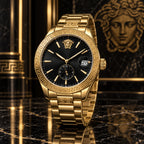 Versace Apodis GMT Men's Watch – Black / Gold 41 mm – VE0U00625