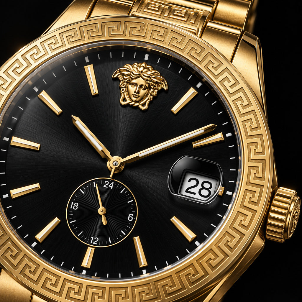 Versace Apodis GMT Men's Watch – Black / Gold 41 mm – VE0U00625
