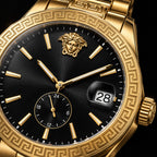 Versace Apodis GMT Men's Watch – Black / Gold 41 mm – VE0U00625