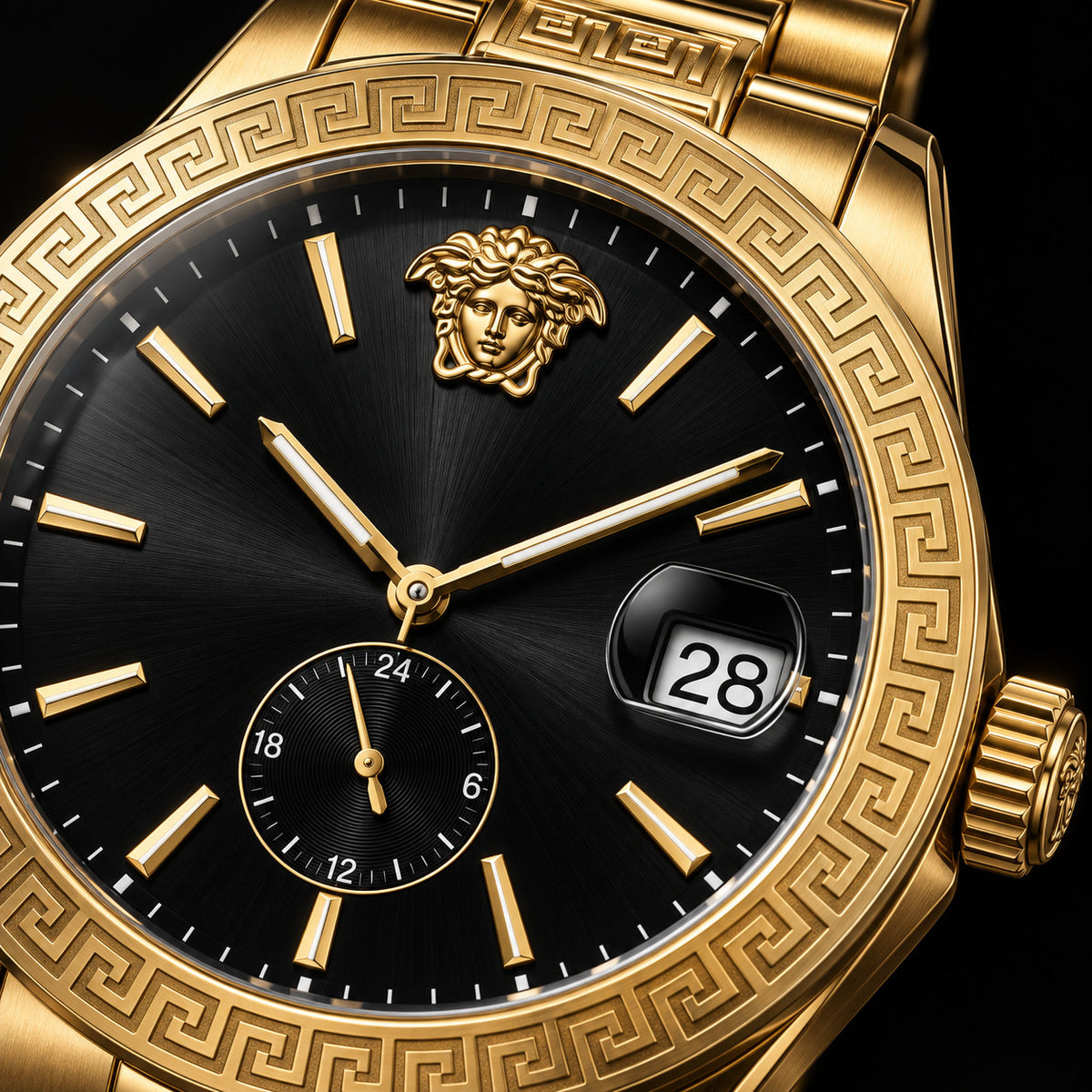 Versace Apodis GMT Men's Watch – Black / Gold 41 mm – VE0U00625