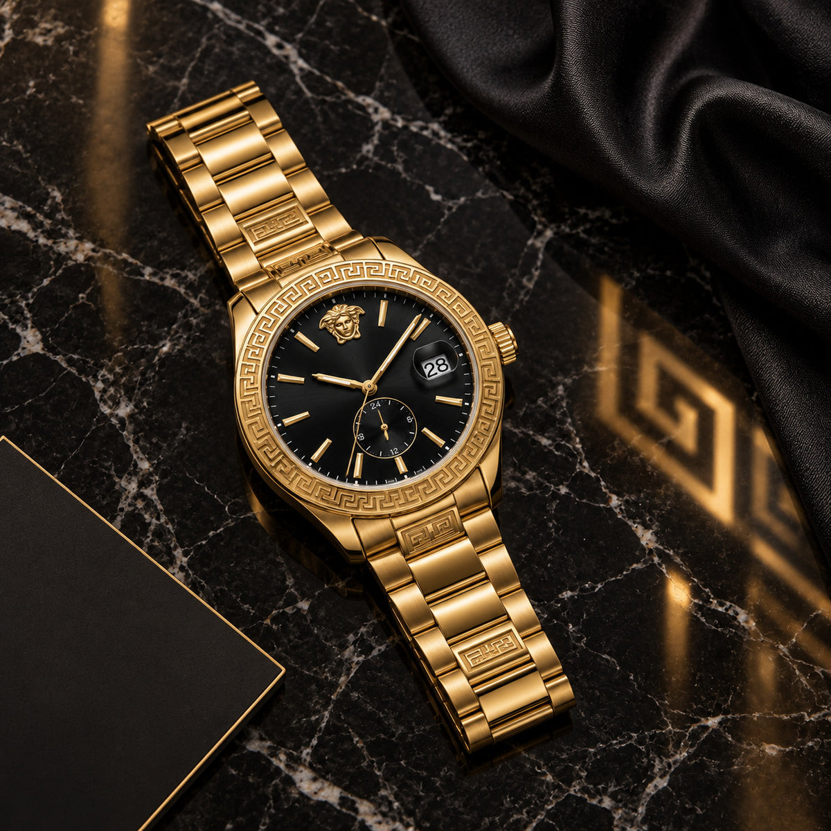 Versace Apodis GMT Men's Watch – Black / Gold 41 mm – VE0U00625