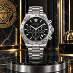 Versace Hellenyium Chronograph Men's Watch – Black / Silver 44 mm – VE2U00322