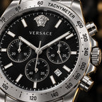 Versace Hellenyium Chronograph Men's Watch – Black / Silver 44 mm – VE2U00322