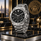 Versace Hellenyium Chronograph Men's Watch – Black / Silver 44 mm – VE2U00322