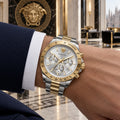 Versace Hellenyium Chronograph Men's Watch – Silver / Two-Tone 44 mm – VE2U00422