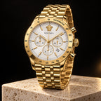 Versace Hellenyium Chronograph Men's Watch – White / Gold 44 mm – VE2U01124