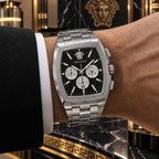 Versace Dominus Chronograph Men's Watch – Black / Silver 42 mm – VE6H00925