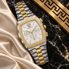 Versace Dominus Chronograph Men's Watch – Silver / Two-Tone 42 mm – VE6H01025
