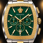 Versace Dominus Chronograph Men's Watch – Green / Two-Tone 42 mm – VE6H01125