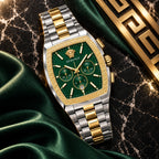 Versace Dominus Chronograph Men's Watch – Green / Two-Tone 42 mm – VE6H01125