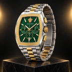 Versace Dominus Chronograph Men's Watch – Green / Two-Tone 42 mm – VE6H01125