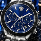 Versace Greca Dome Chronograph Men's Watch – Blue / Silver 43 mm – VE6K00323