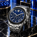 Versace Greca Dome Chronograph Men's Watch – Blue / Silver 43 mm – VE6K00323