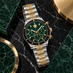 Versace Greca Dome Chronograph Men's Watch – Green / Two-Tone 43 mm – VE6K00423