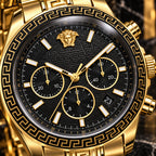 Versace Greca Dome Chronograph Men's Watch – Black / Gold 43 mm – VE6K00523