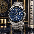 Versace Greca Extreme Chronograph Men's Watch – Blue / Silver 45 mm – VE7H00423