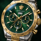 Versace Greca Extreme Chronograph Men's Watch – Green / Two-Tone 45 mm – VE7H00523