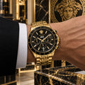 Versace Greca Extreme Chronograph Men's Watch – Black / Gold 45 mm – VE7H00623