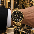 Versace Greca Extreme Chronograph Men's Watch – Black / Gold 45 mm – VE7H00623