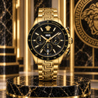 Versace Greca Extreme Chronograph Men's Watch – Black / Gold 45 mm – VE7H00623