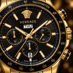 Versace Greca Extreme Chronograph Men's Watch – Black / Gold 45 mm – VE7H00623