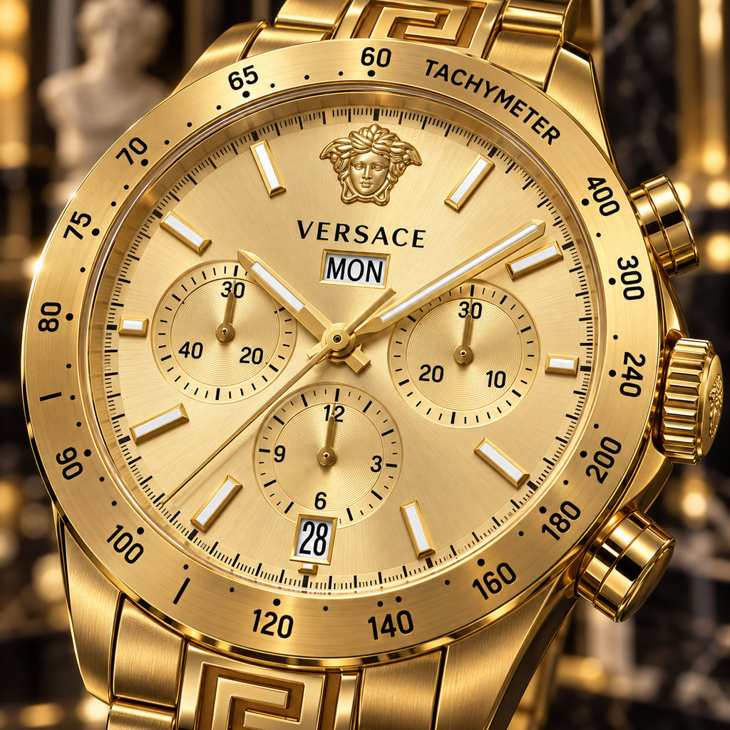 Versace Greca Extreme Chronograph Men's Watch – Gold 45 mm – VE7H00723