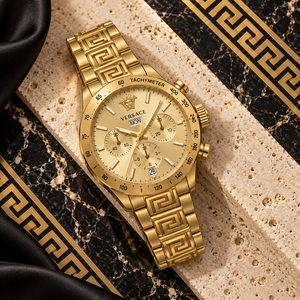 Versace Greca Extreme Chronograph Men's Watch – Gold 45 mm – VE7H00723