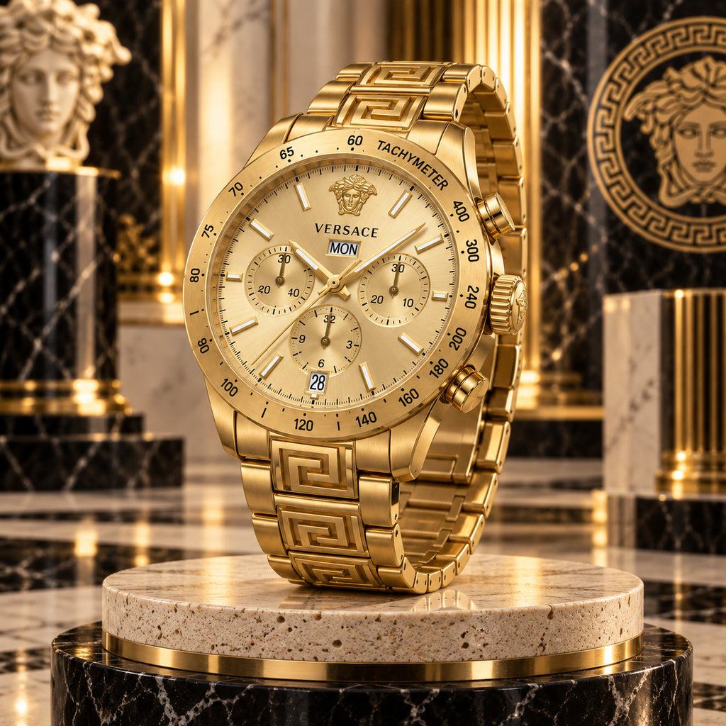Versace Greca Extreme Chronograph Men's Watch – Gold 45 mm – VE7H00723