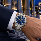 Versace Greca Logo Chronograph Men's Watch – Blue / Silver 43 mm – VEZ900221