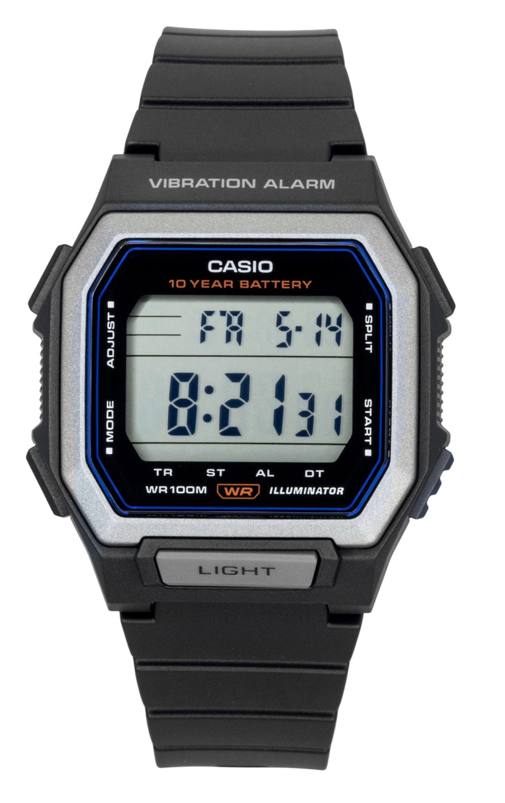 Casio Digital Resin Strap Black Dial Quartz W-738H-1AV 100M Men's Watch