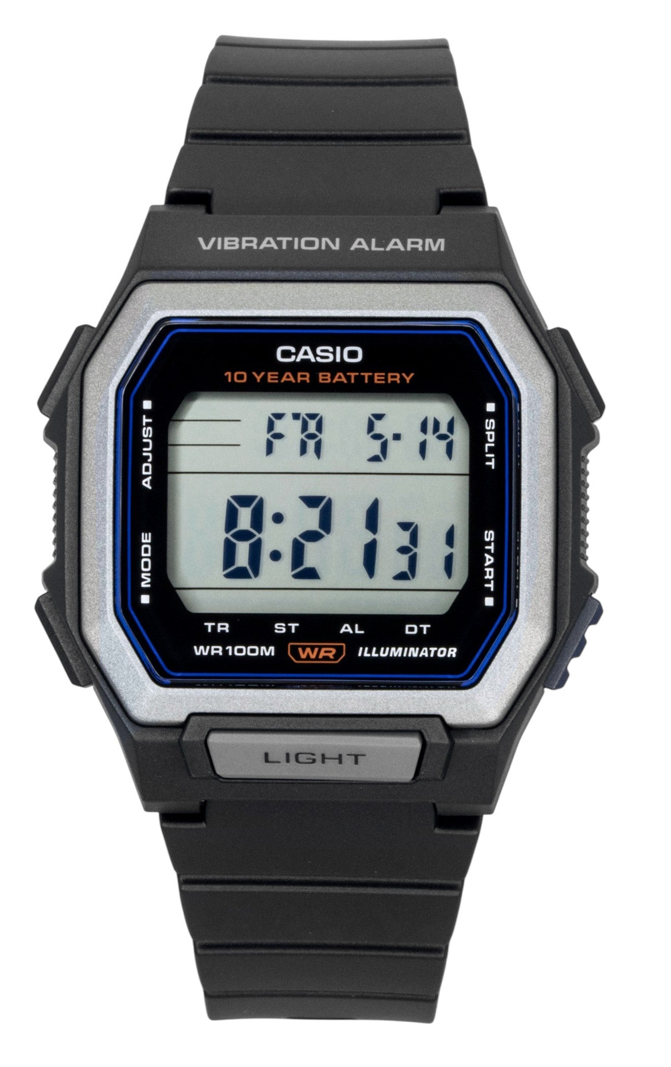 Casio Digital Resin Strap Black Dial Quartz W-738H-1AV 100M Men's Watch
