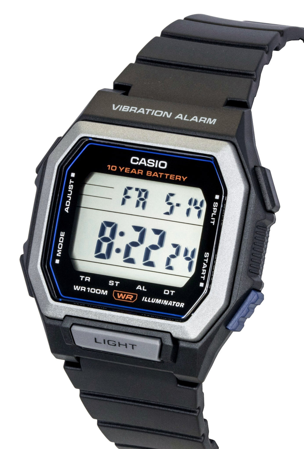 Casio Digital Resin Strap Black Dial Quartz W-738H-1AV 100M Men's Watch